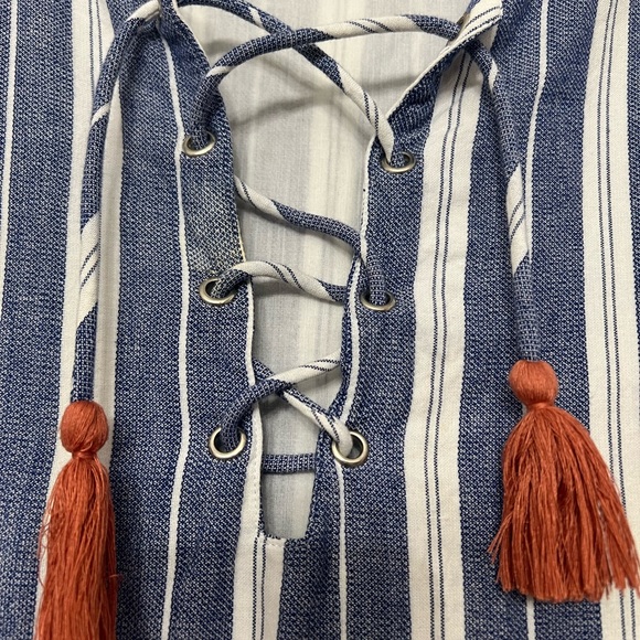 Tularosa blue and white striped tassel tunic dress size small - Picture 4 of 11